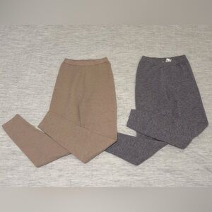 Beige only- Free People Intimately Tan and Purple Waffle Knit Leggings Bundle